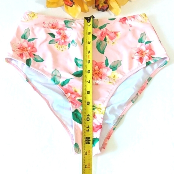 CUPSHE PEACH FLORAL HI-WAIST BIKINI BOTTOM SIZE MEDIUM NWT - Picture 9 of 9